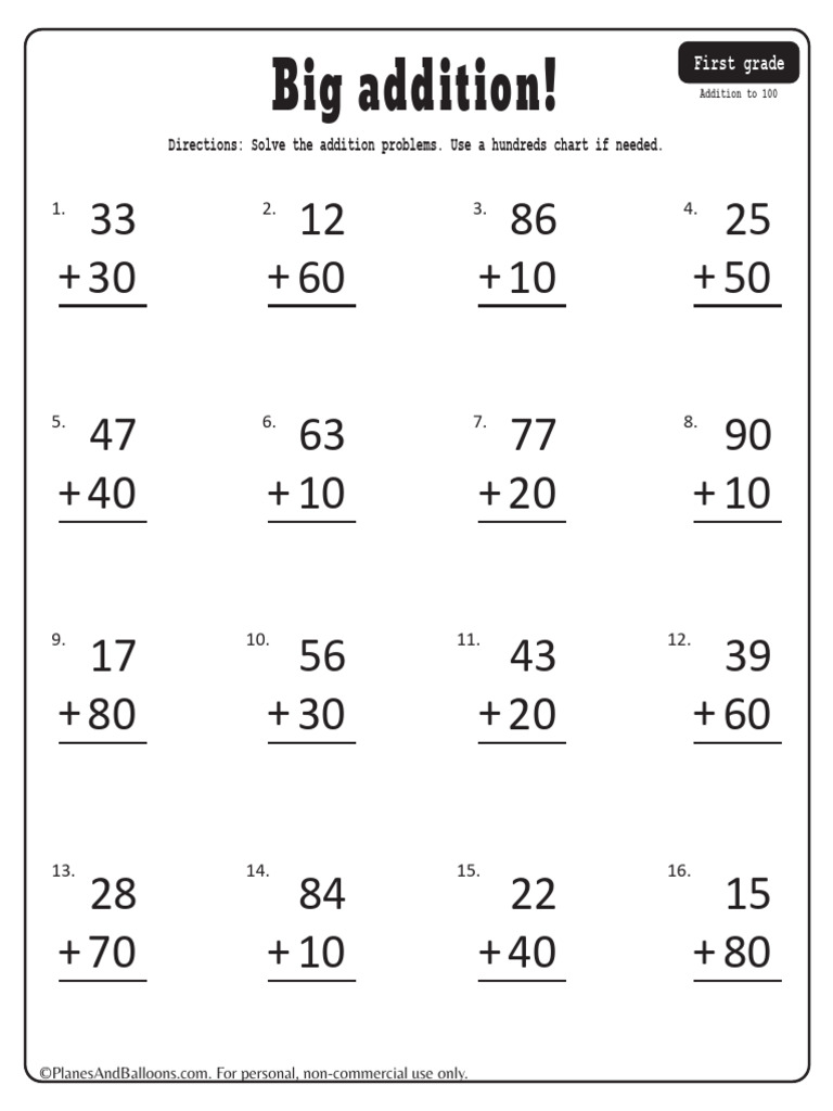 First Grade Addition Worksheets | PDF