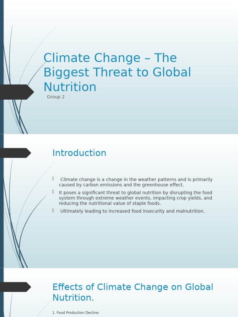 Climate Change - The Biggest Threat To Global | PDF | Malnutrition ...