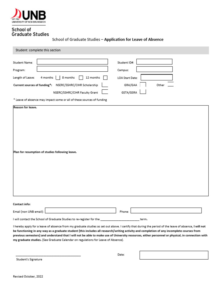 Leave of Absence Application Form | PDF