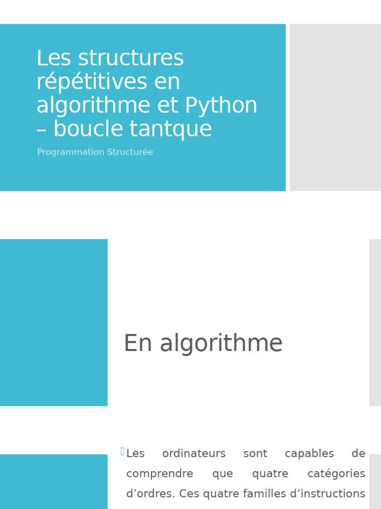 03 - Boucle while en algorithme et Python | PDF | Structure de contrôle ...