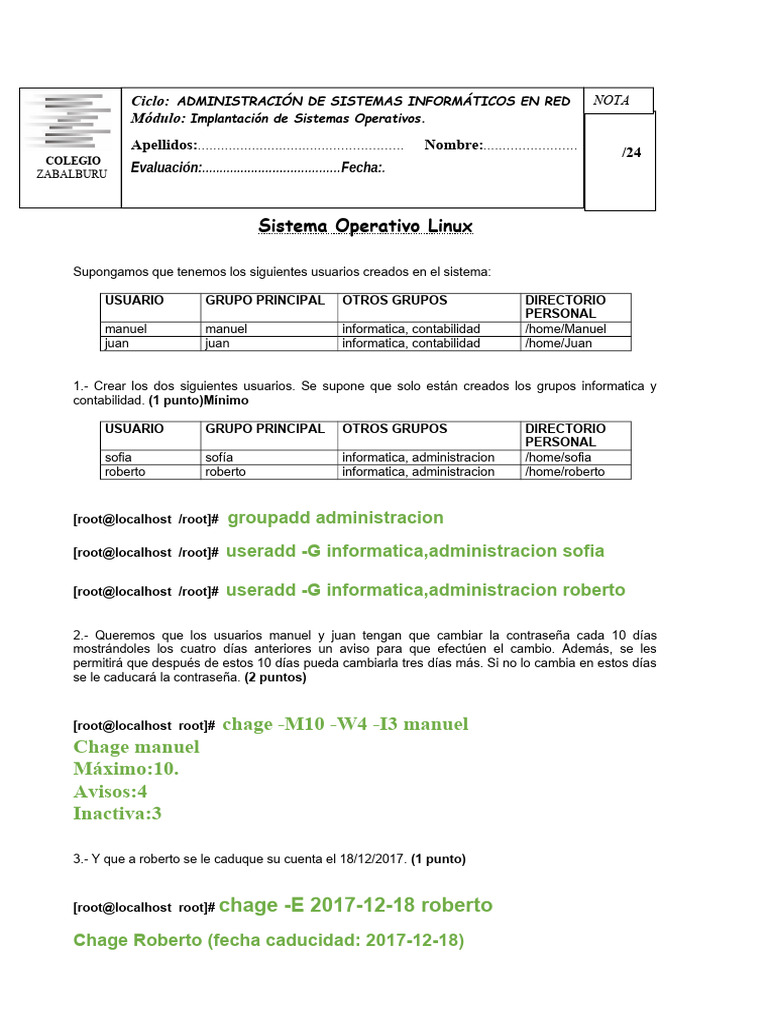 Permisos y Gestión de Usuarios en Linux | PDF | Archivo de computadora ...