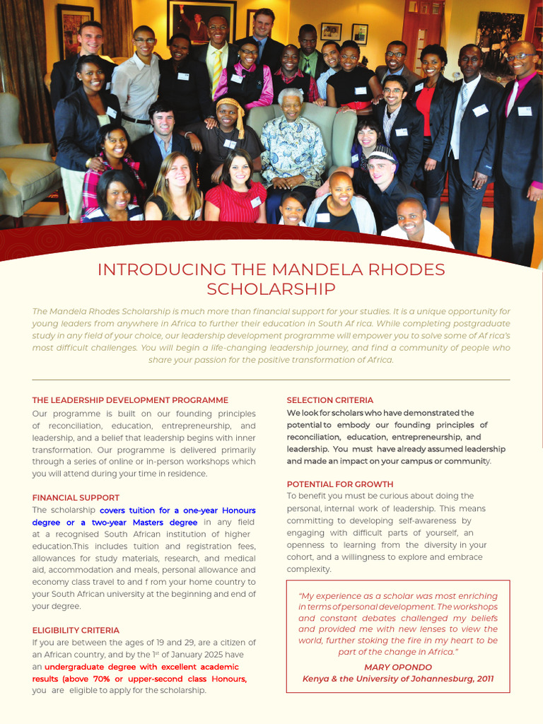 Mandela Rhodes Scholarship 2025 Guide | PDF | Leadership | Nelson Mandela