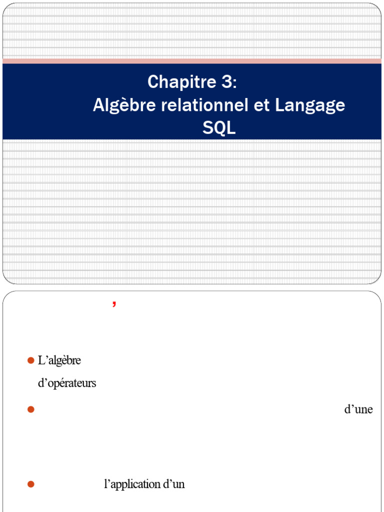 Algèbre relationnelle et SQL: Opérations clés | PDF | SQL | Design de ...