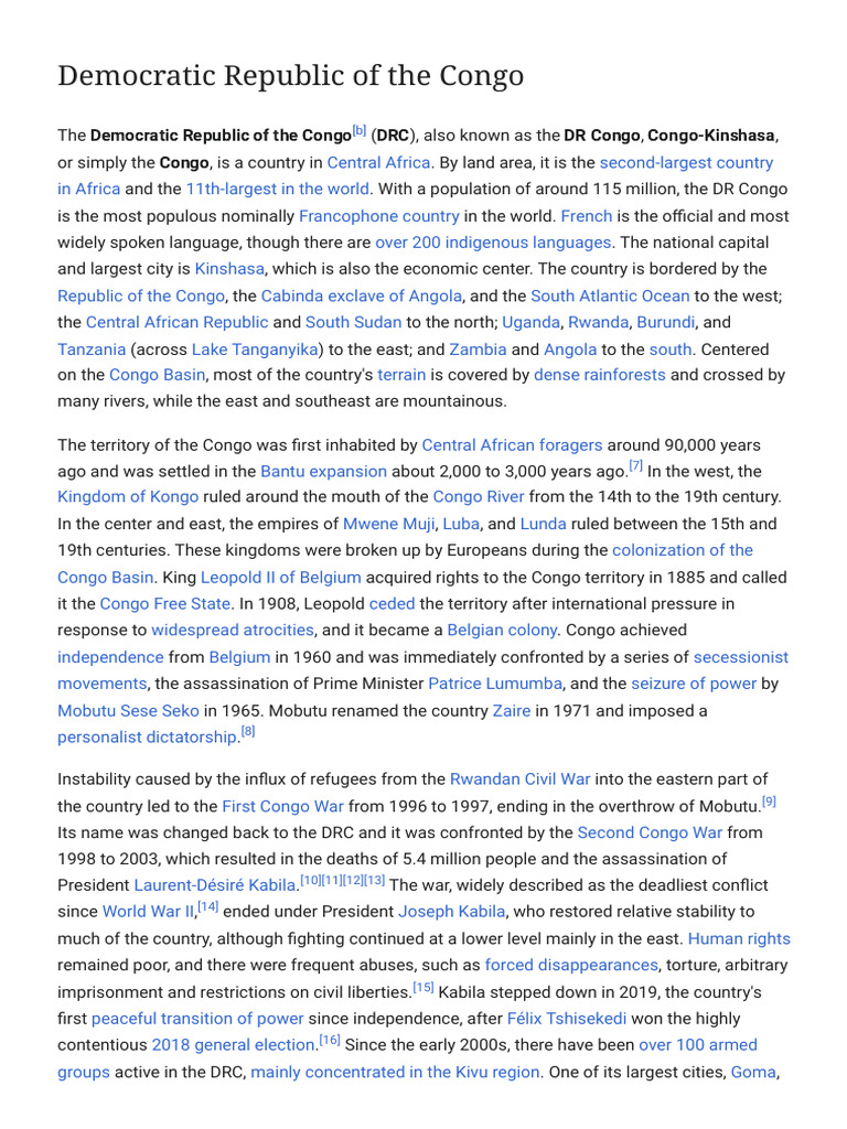 Overview of the Democratic Republic of Congo | PDF | Democratic ...