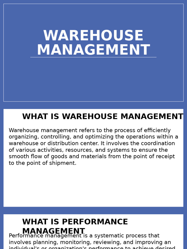 Warehouse Management | PDF | Benchmarking | Performance Appraisal