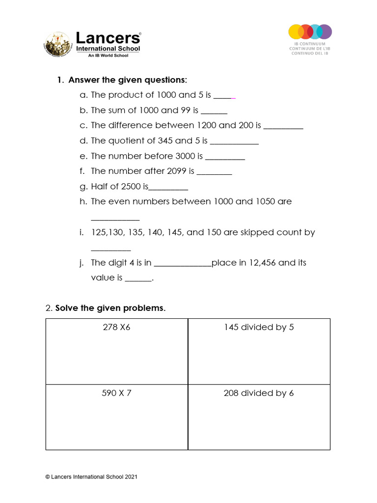 Math Revision Sheet 1 - 11th April | PDF