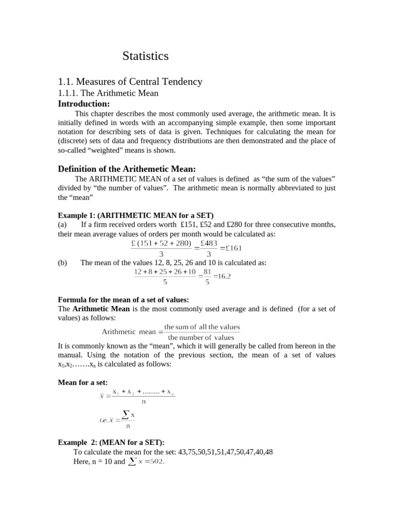 Calculating the Arithmetic Mean | PDF | Mean | Arithmetic Mean
