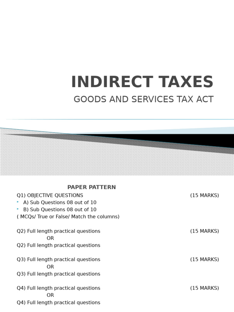 Understanding Indirect Taxes and GST | PDF | Taxes | Value Added Tax