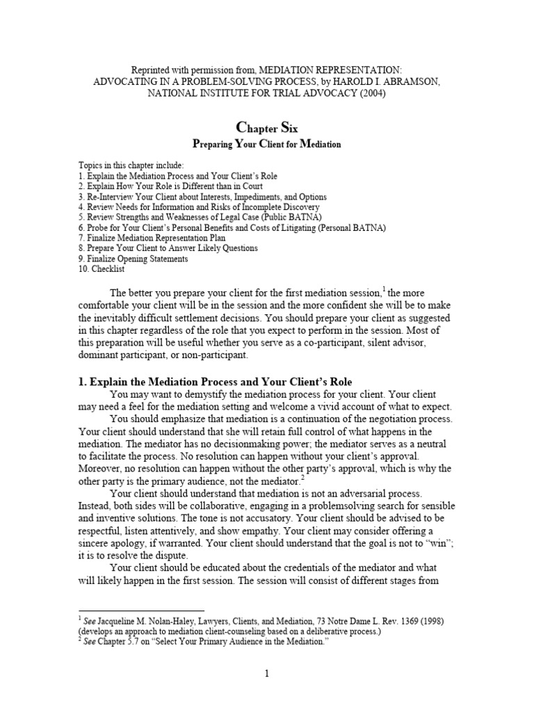Client Mediation Preparation Guide Pdf Mediation Negotiation
