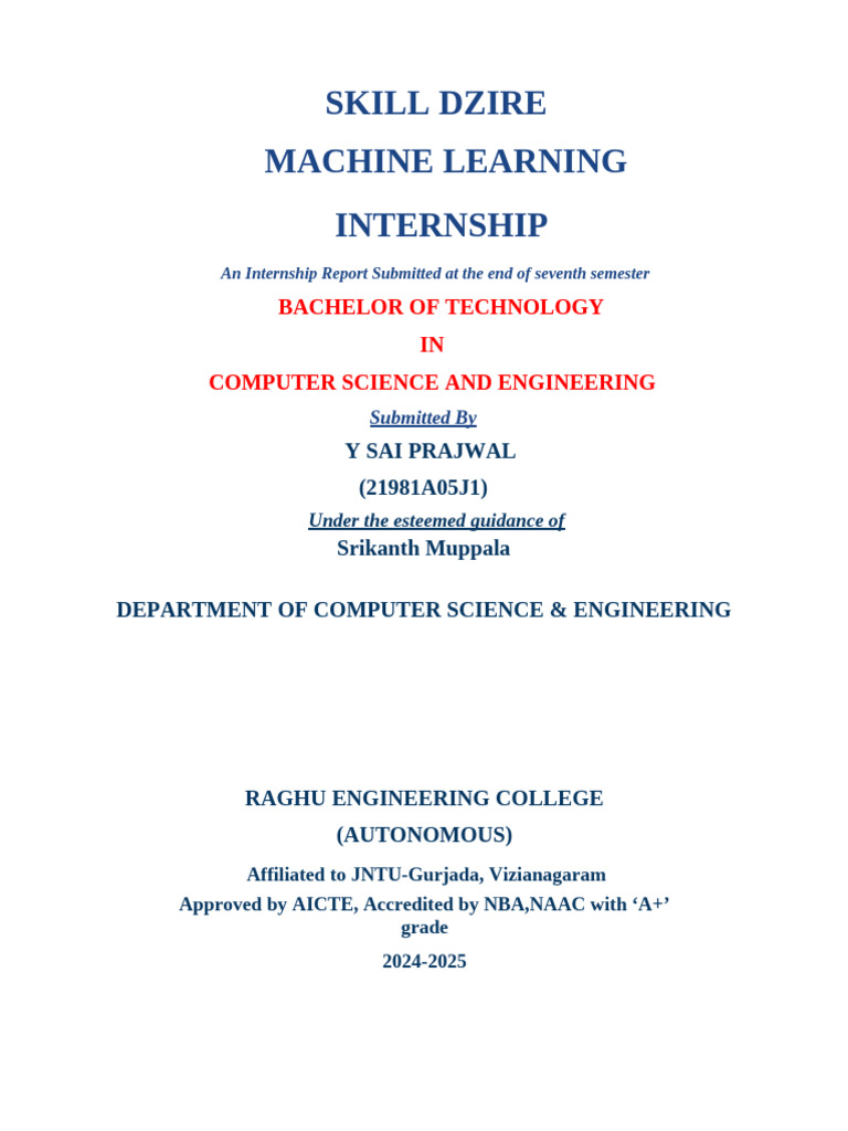 Machine Learning Internship Report | PDF | Inheritance (Object Oriented ...