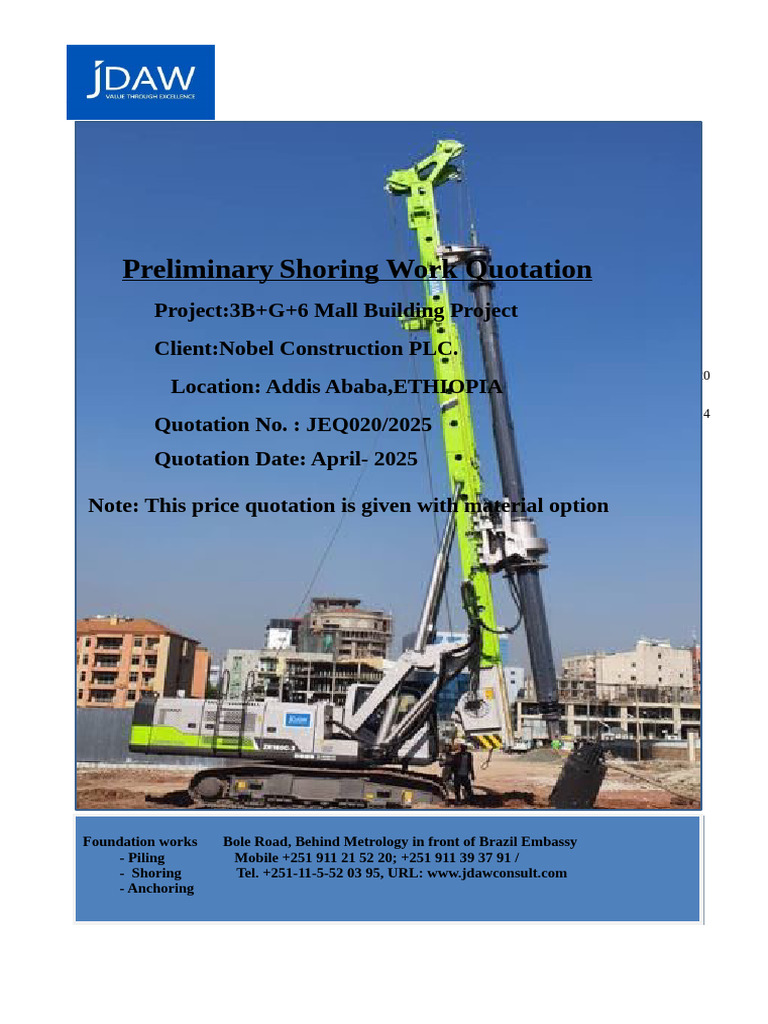 Shoring and Foundation Quotation for Mall Project | PDF | Deep ...