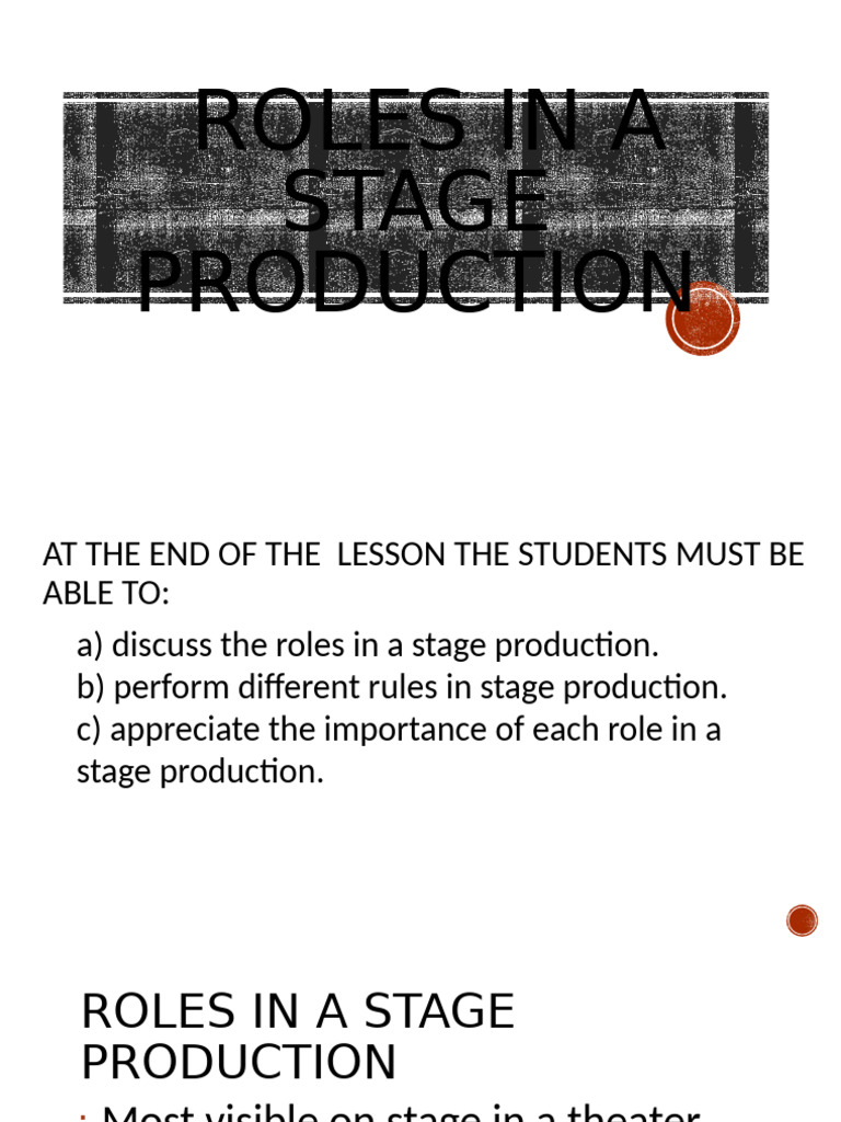 Key Roles in Stage Production | PDF