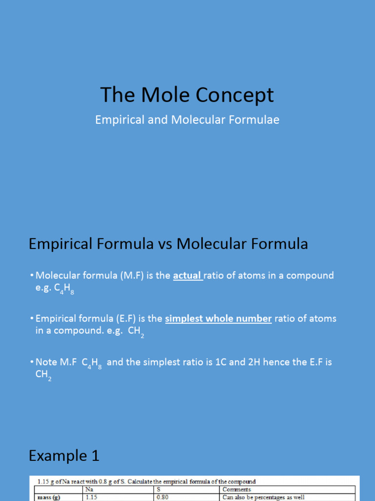 HC Copy of The Mole Concept Empirical and Molecular Formulae | PDF ...