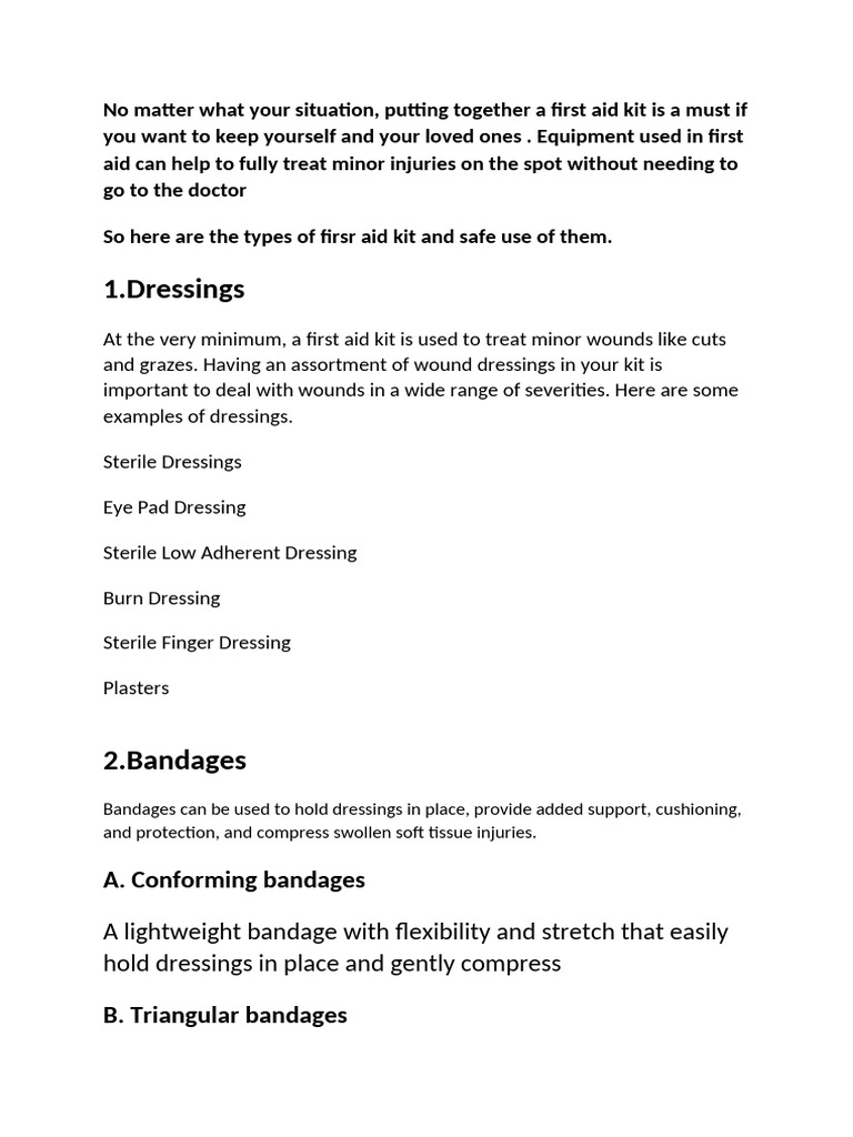 Essential First Aid Kit Components | PDF