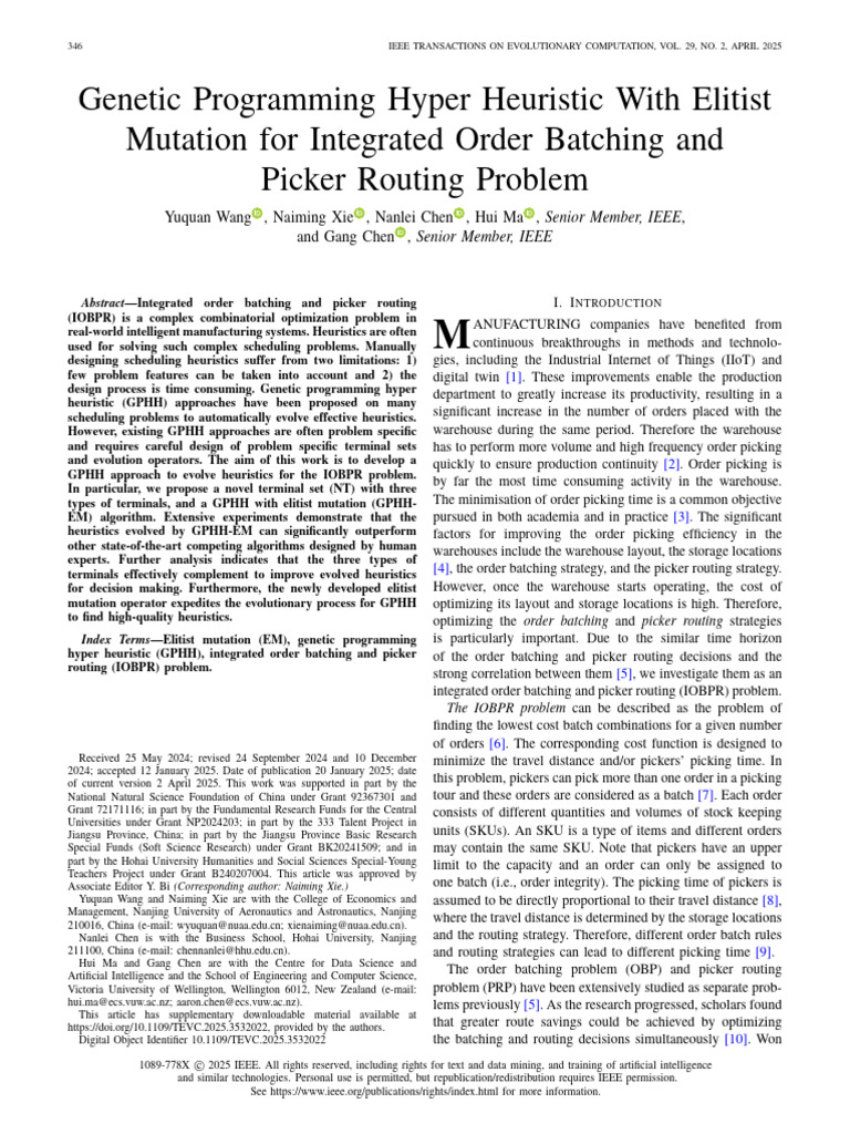 Genetic Programming Hyper Heuristic With Elitist Mutation For ...