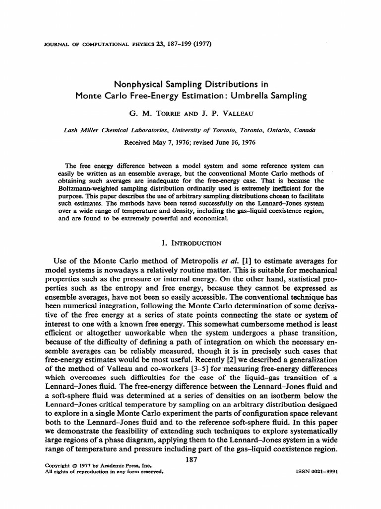 Umbrella Sampling Methodology Explained | PDF | Probability ...