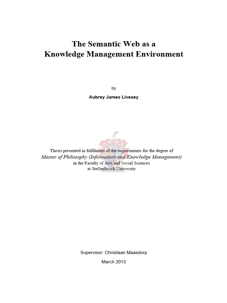 The Semantic Web As A Knowledge Management Environment | PDF | Semantic ...