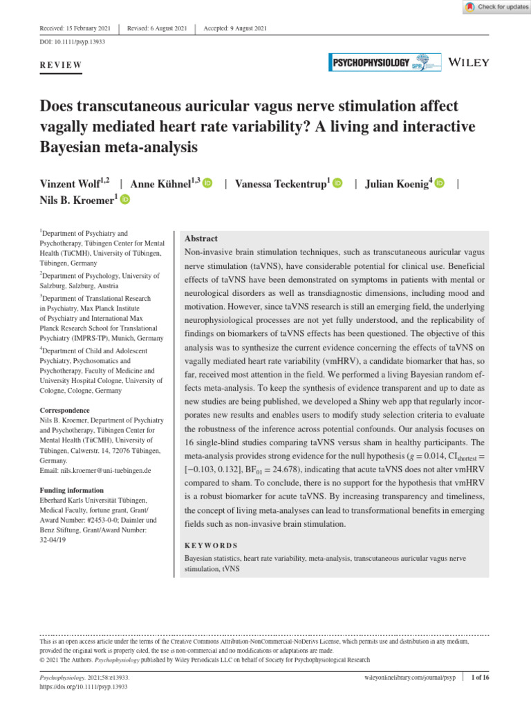 Does Transcutaneous Auricular Vagus Nerve Stimulation Affect Vagally ...