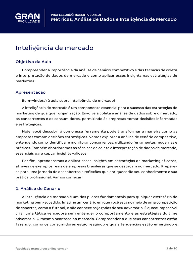 Inteligência de Mercado e Análise Competitiva | PDF | Marketing ...