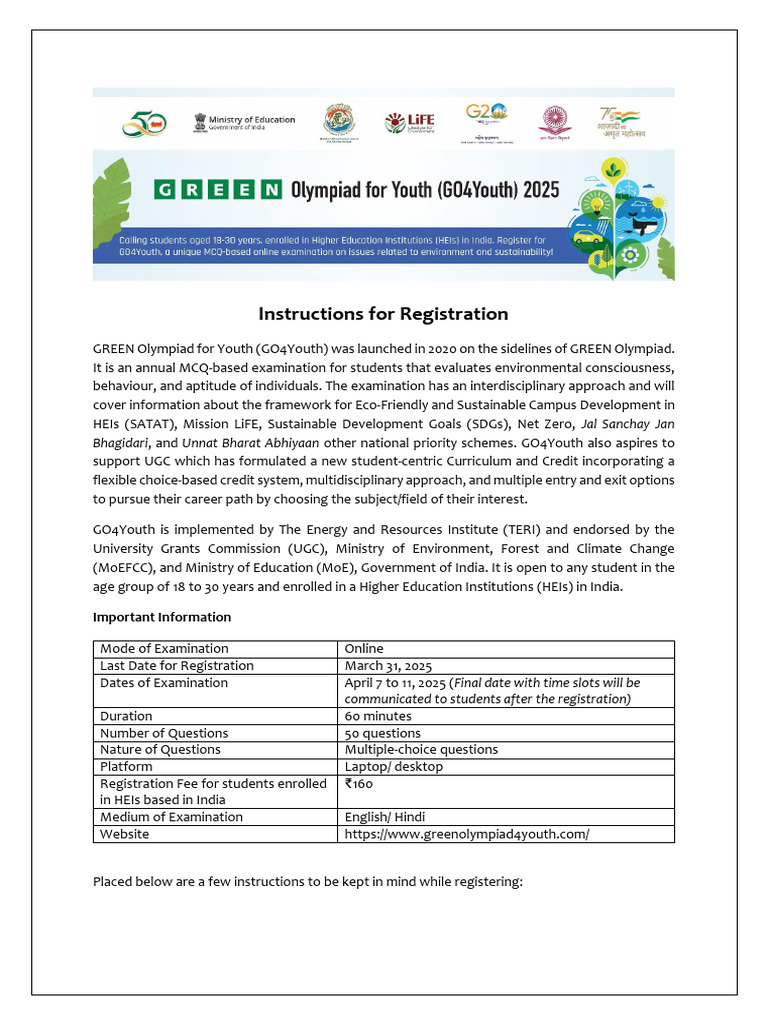 Instructions For Registration Extended Pdf