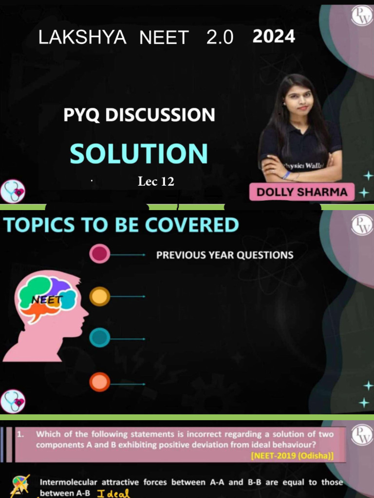 Solutions 12 - Class Notes - Lakshya NEET 2.0 2024 | PDF