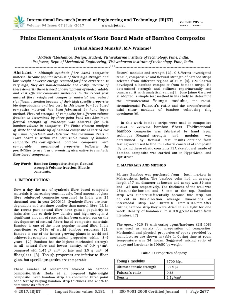 Finite Element Analysis of Skate Board M | PDF | Composite Material ...