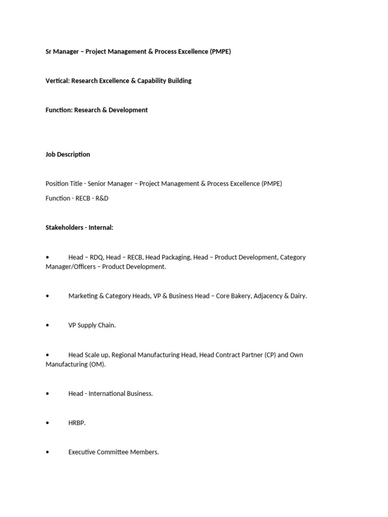 SR Manager - Project Management & Process Excellence | PDF | Project ...