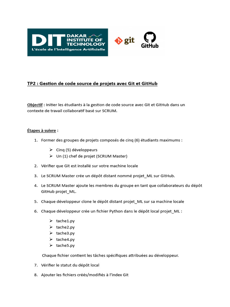Gestion de projets avec Git et GitHub | PDF