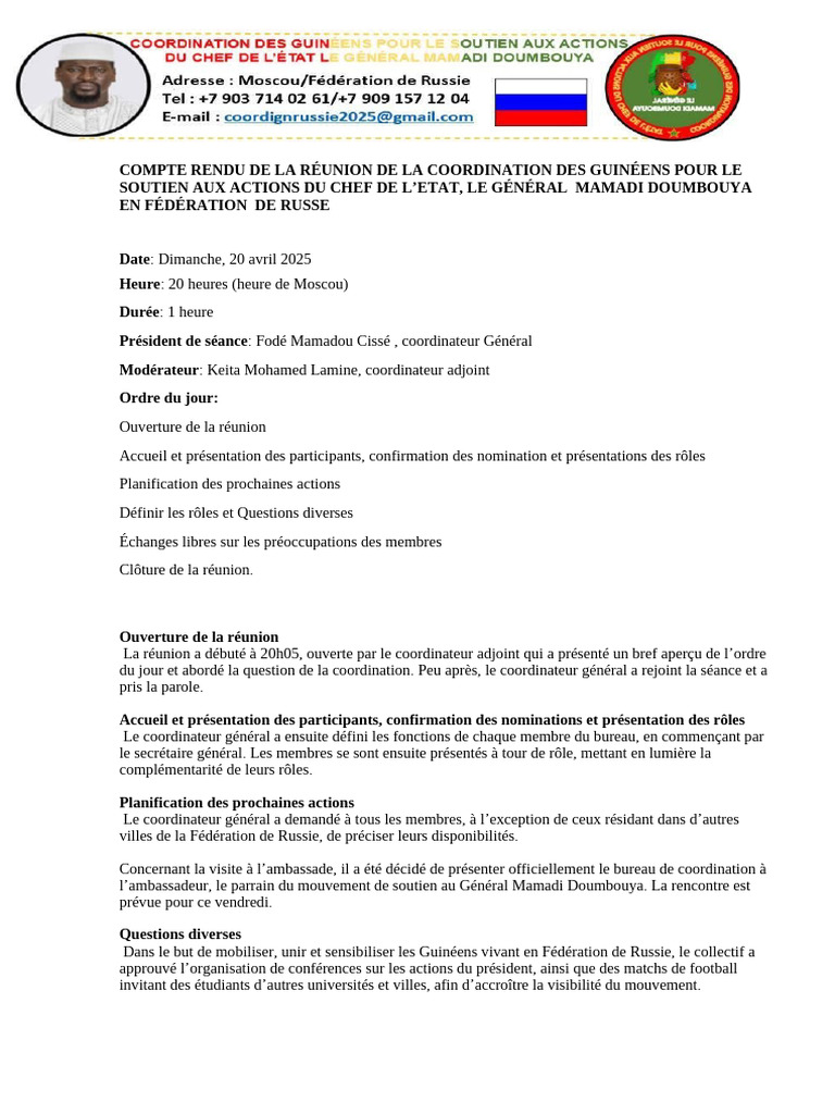 Compte Rendu de La Réunion Du Bureau 20-04-2025 | PDF