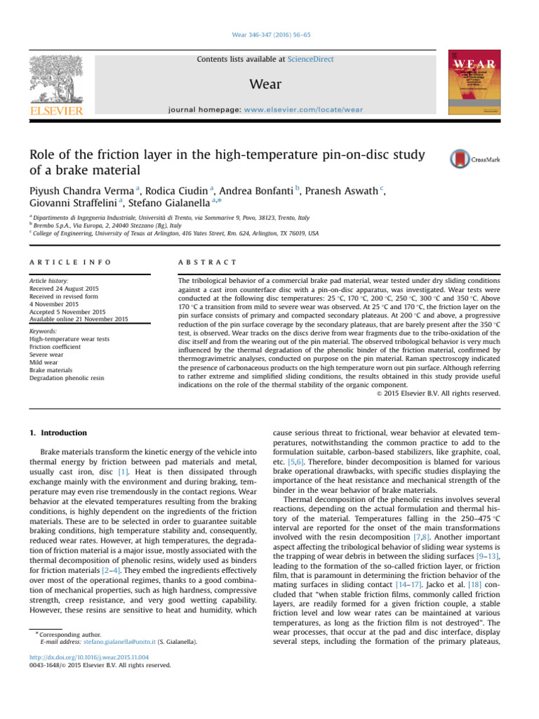 Friction Layer Impact on Brake Material Wear | PDF | Wear | Friction
