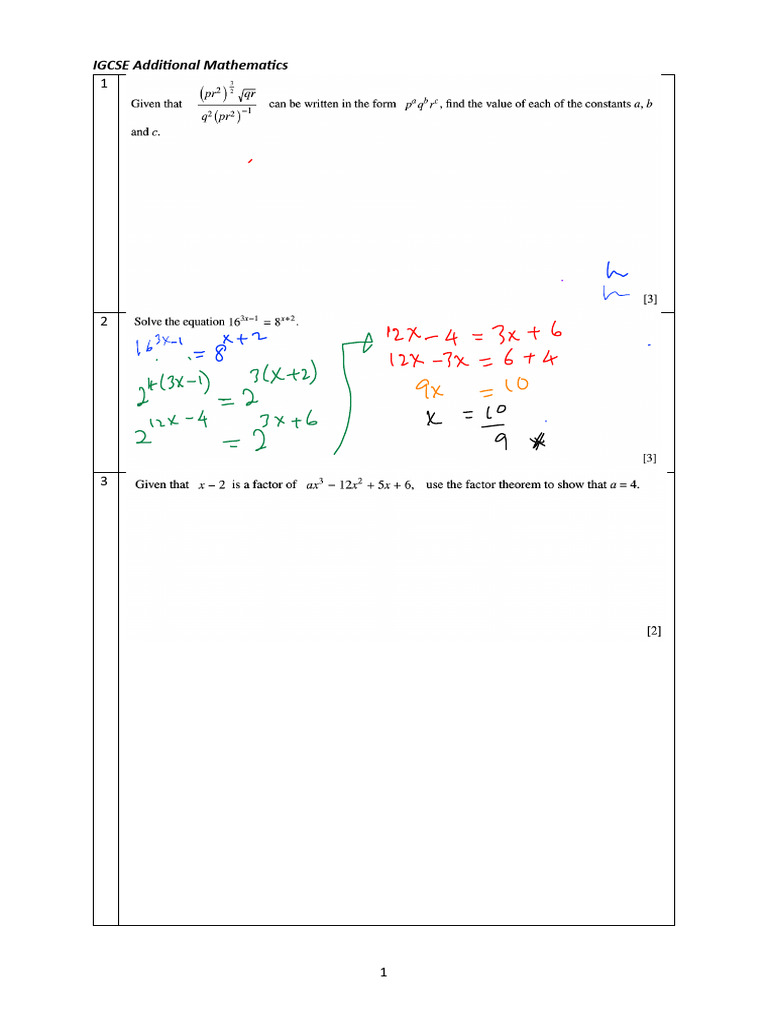 IGCSE Add Maths Puchong Trial | PDF