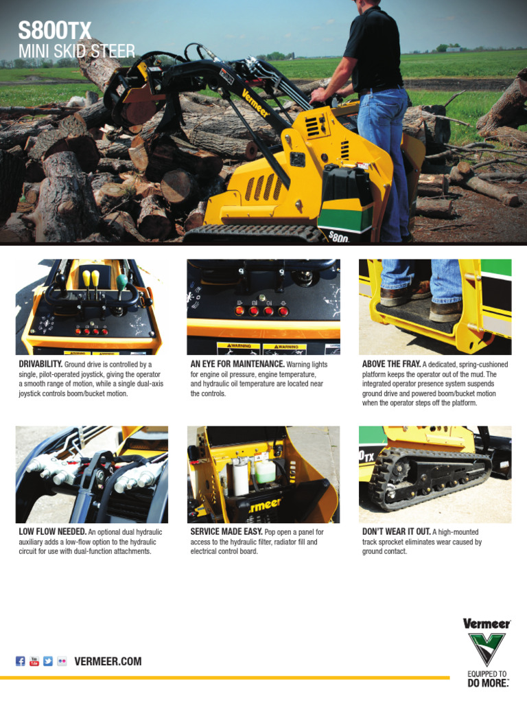 Vermeer S800TX Mini Skid Steer Specs | PDF | Horsepower | Engines