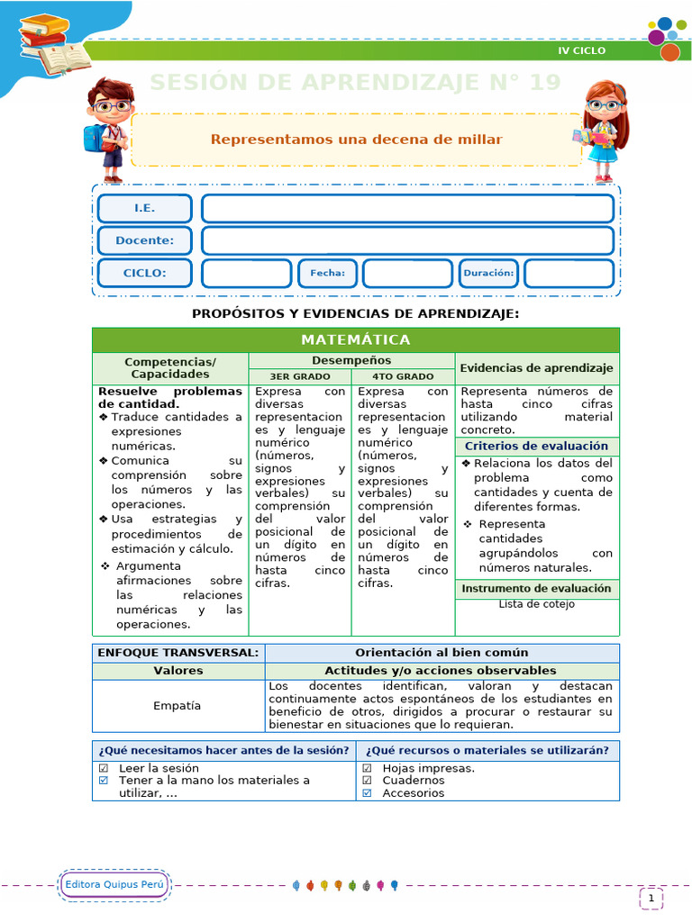 Sesiones de Aprendizaje - Semana 3 - UD X - Editora Quipus Perú | PDF ...