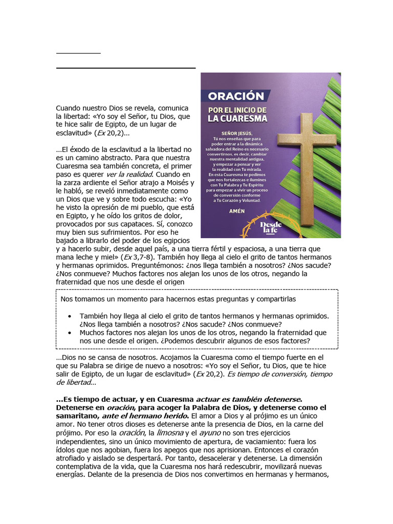 Cuaresma: Camino hacia la Libertad | PDF | Amor