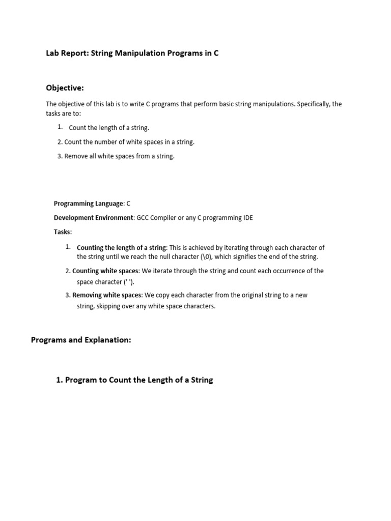C String Manipulation Programs Guide | PDF | String (Computer Science ...