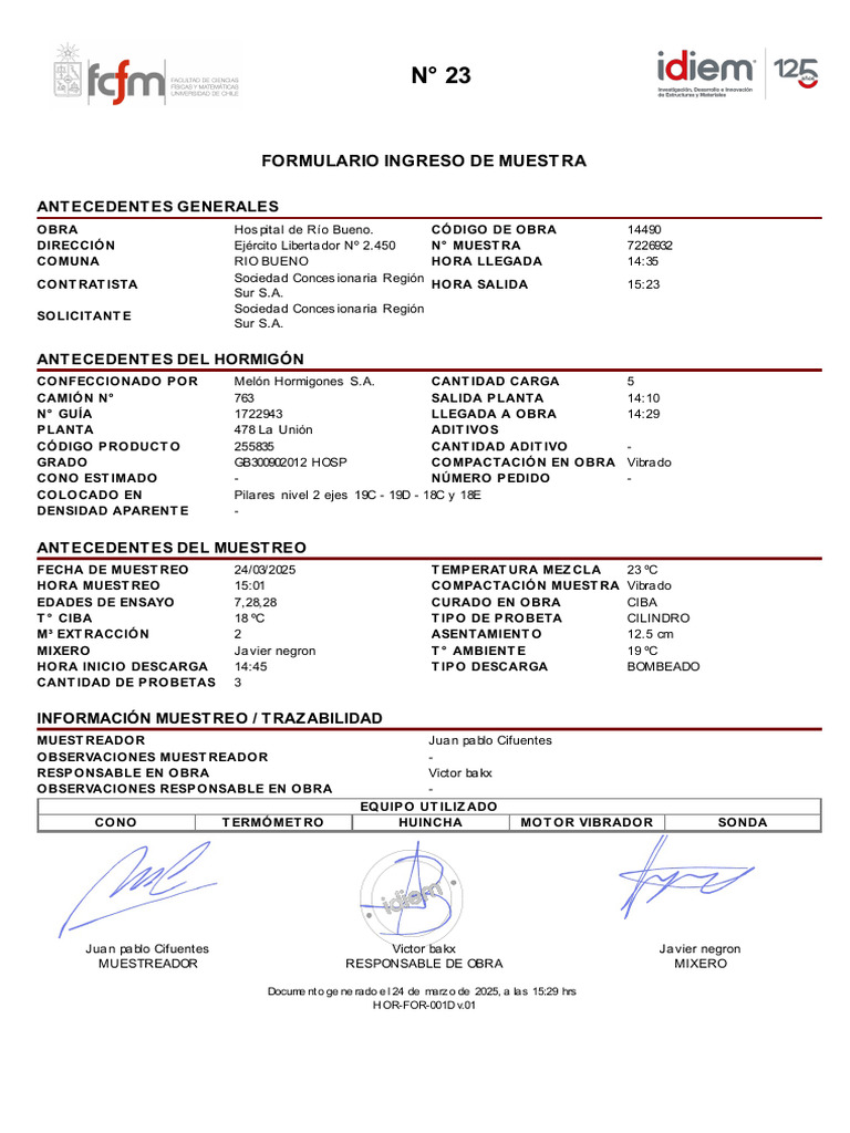 Formulario Ingreso de Muest Ra: Ant Ecedent Es Generales | PDF