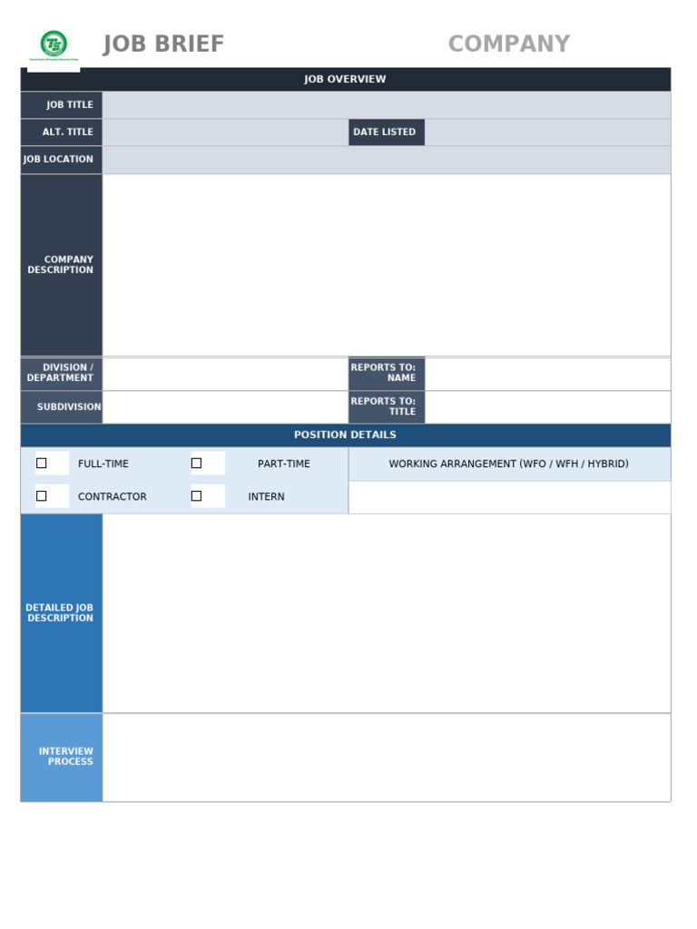 Job Brief Template Overview | PDF