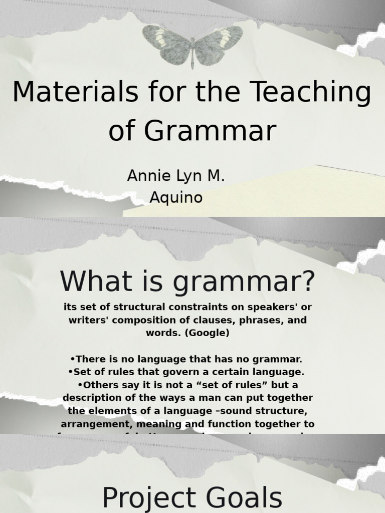 Materials For The Teaching of Grammar | PDF
