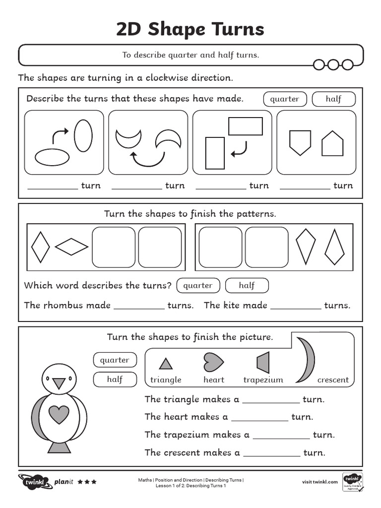 Shape Turns Worksheet for Grade 2 | PDF | Elementary Geometry ...
