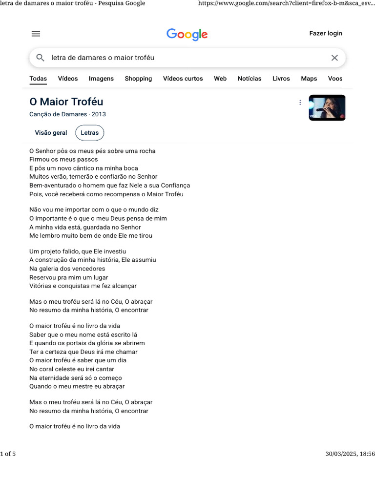 Letra da Música 