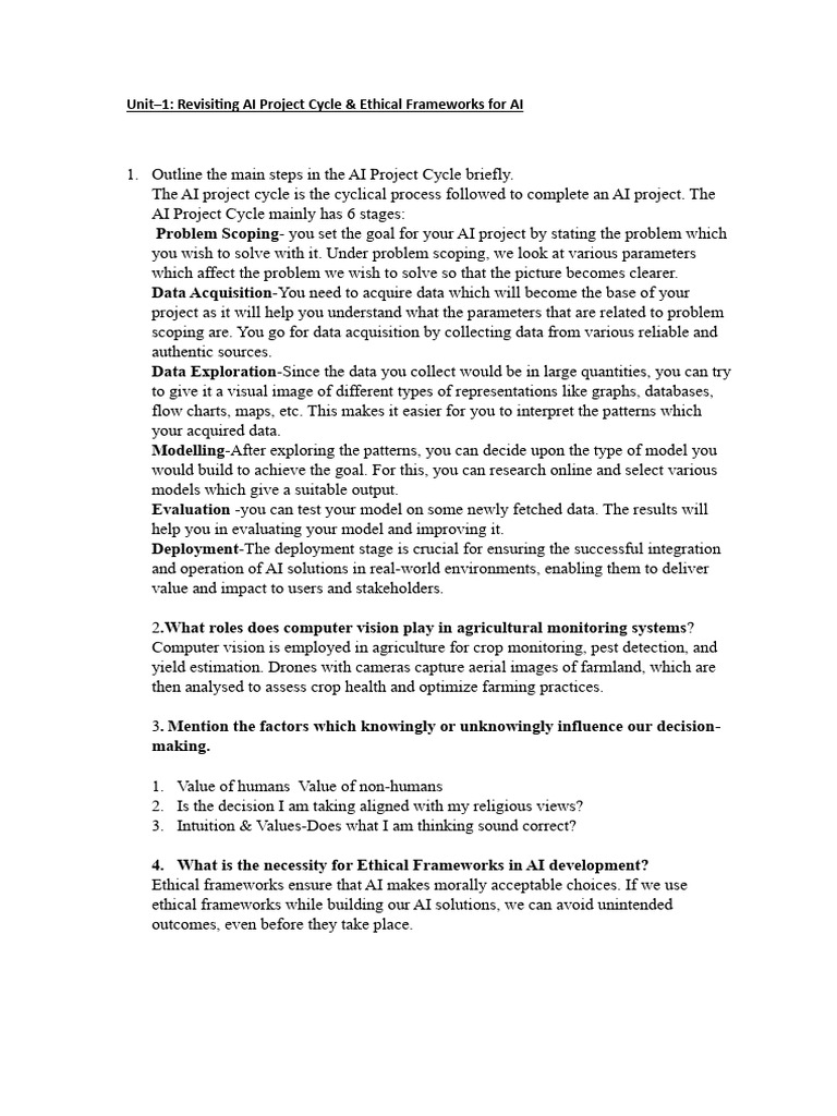 AI Project Cycle & Ethical Frameworks | PDF | Artificial Intelligence ...