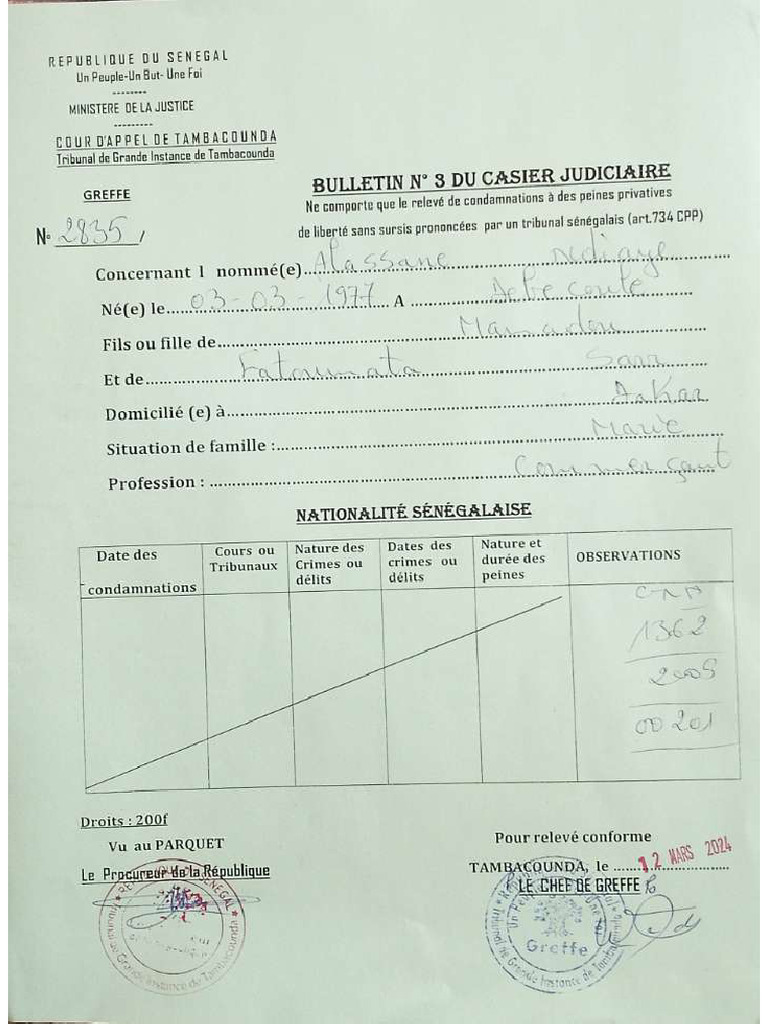 Extrait Du Casier Judiciaire | PDF