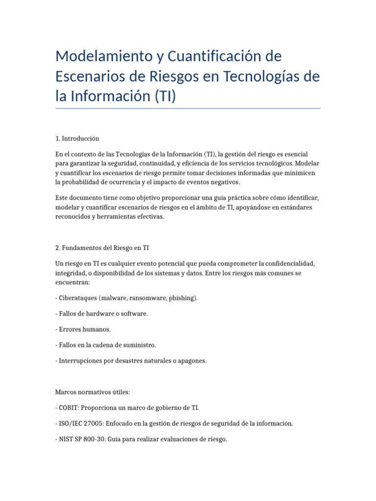 Riesgos en TI: Modelamiento y Cuantificación | PDF | Riesgo | Seguridad ...