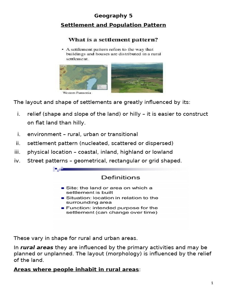 Settlement Patterns in Geography | PDF
