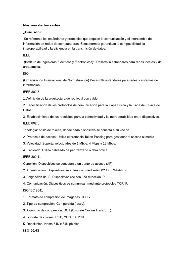 Normas y Protocolos de Redes de Computadoras | PDF | Red de ...