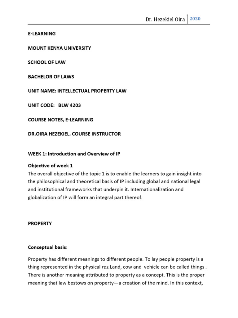 Topic 1 - Introduction and Overview of IP | PDF | Intellectual Property ...