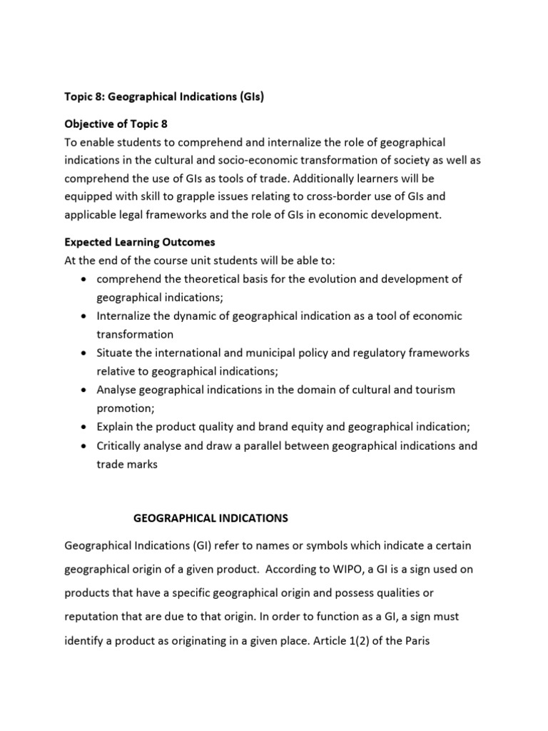 Understanding Geographical Indications | PDF