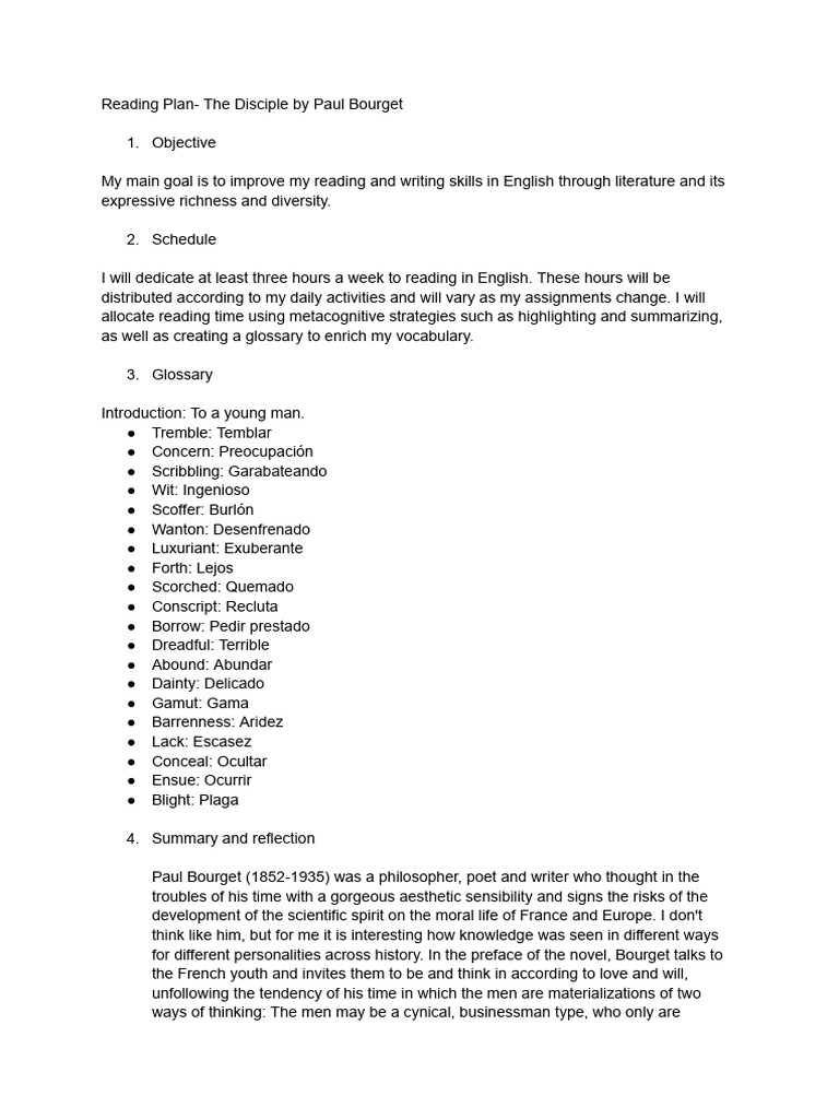 Reading Plan for 