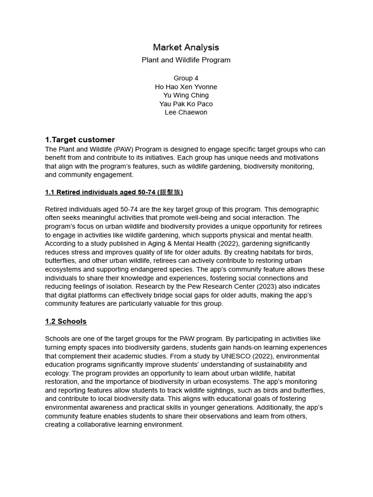Target Market for Plant and Wildlife Program | PDF | Urban Agriculture ...