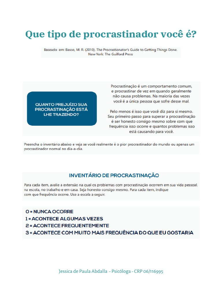 Que Tipo de Procrastinador Você É | PDF
